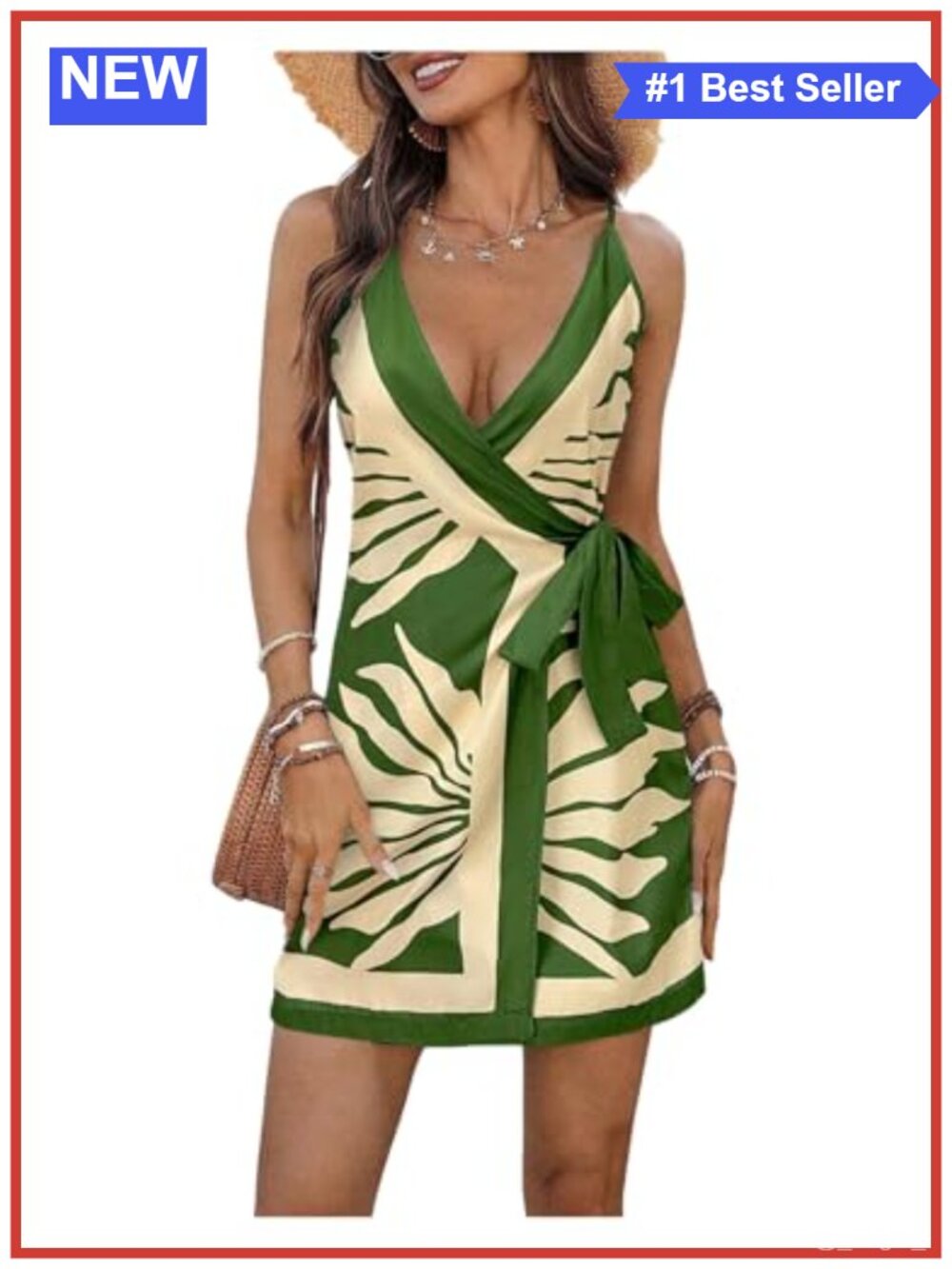 Floral Print Deep V Neck Wrap Tie Side Mini Dress Sleeveless Summer